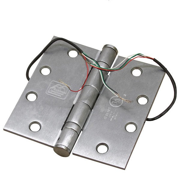 PBB - BB81-4545-E4-626 - Transfer Hinge - Full Mortise - Electric - Ball Bearing - 4-1/2" x 4-1/2" - 4 Wire - Satin Chrome