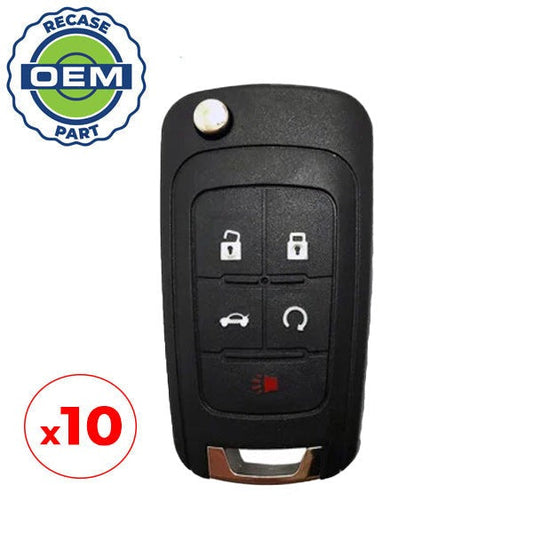 10 x 2012-2024 Chevrolet Buick GMC / 5-Button Flip Key / PN: 13504199 / AVL-B01T2AC (OEM Recase)