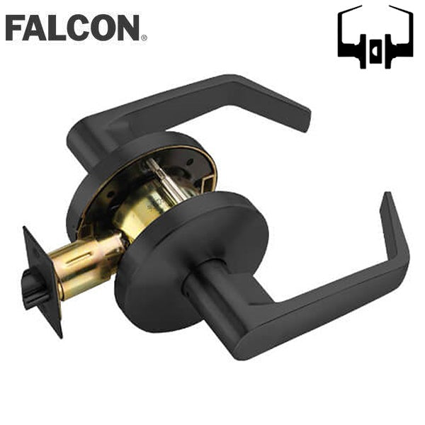 Falcon - W101S - Cylindrical Leverset - Dane Lever - Passage - 2 3/4" Backset - Flat Black - Grade 2