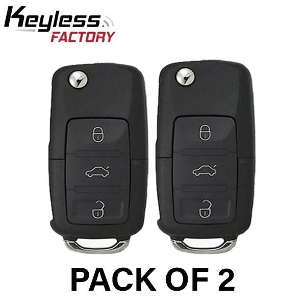 2 x 2011-2016 Volkswagen / 4-Button Flip Key / PN: 5K0837202AK / NBG010206T / HU66 / PROX / 315 MHz (AFTERMARKET) (Bundle of 2)