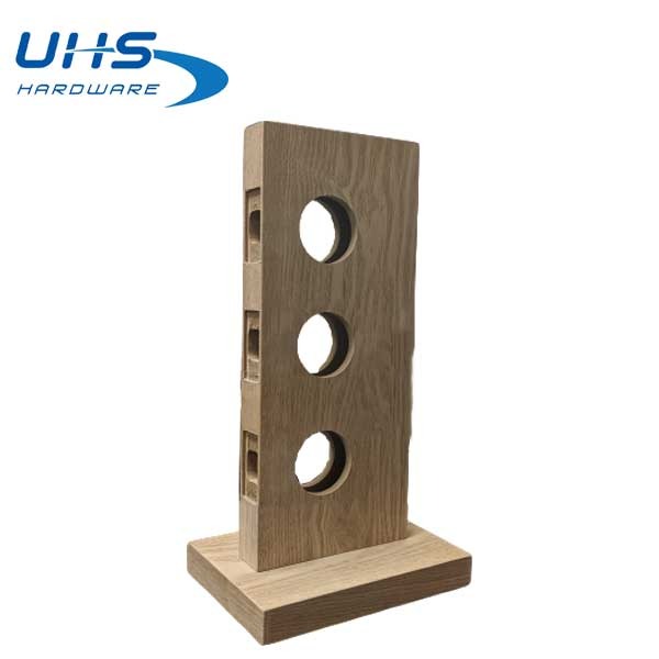 Lock Display with 3 Holes - Natural Wood - Short
