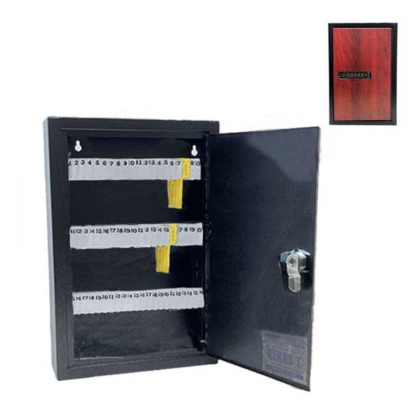 HPC - Single-Tag Kekab with Digital Lock - 60 Key Capacity - Black with Red Wood Finish