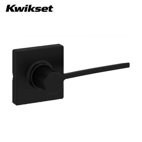 Kwikset - 200LRL - Ladera Lever Set - Square Rose - Matte Black - Passage / Hall / Closet Function