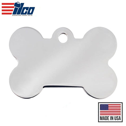 Ilco - Tag-Bone 1L - Large Chrome Plated Bone - Replacement Pet Tags (Bundle of 10)