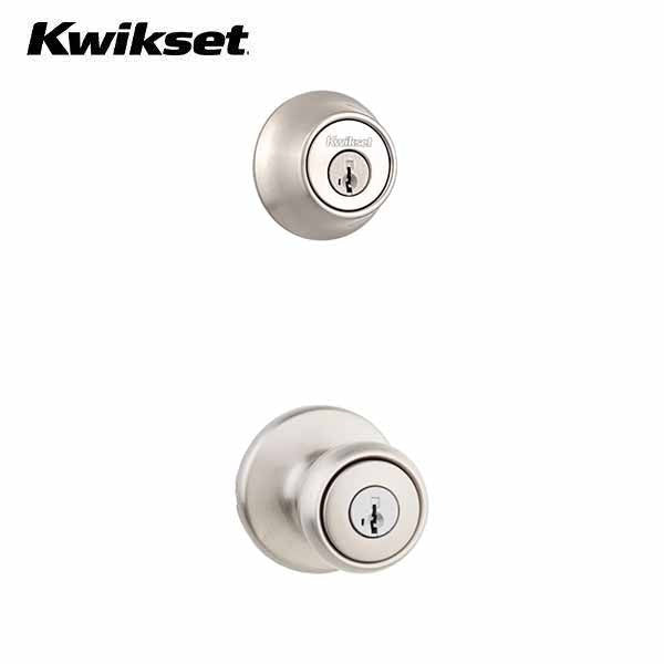 Kwikset - 690T - Tylo Combo Set - Single Deadbolt & Knob - Round Rose - Optional Finish - SmartKey Technology - Grade 3