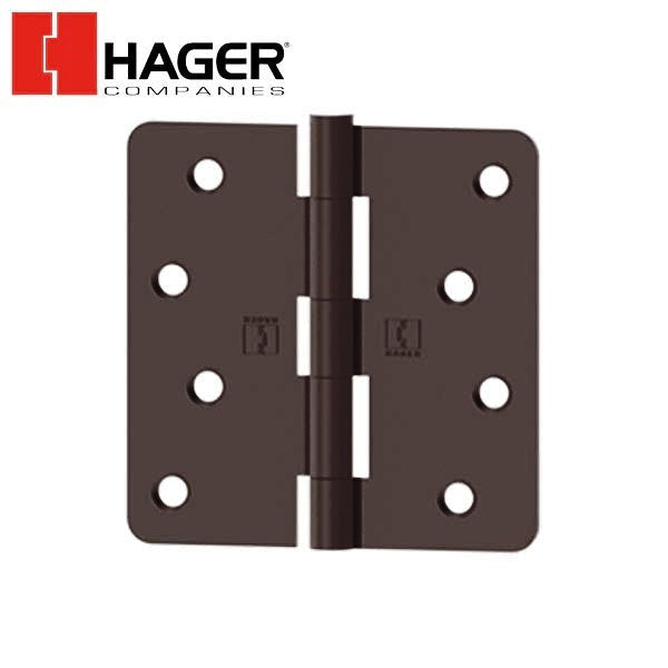 Hager - RC1741 - 5-Knuckle - Round Corner 1/4" Radius - Plain Bearing with Fasteners - 4" x 4" - Optional Finish - Optional Pin Function