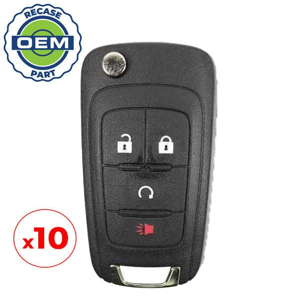 10 x 2012-2019 Chevrolet Sonic / 4-Button Remote Flip Key / PN: 13584829 / KR55WK50073 (OEM Recase)