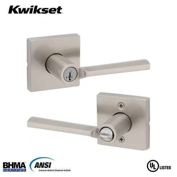 Kwikset - Lisbon Lever Set - Square Rose - Optional Finish - Keyed - SmartKey Technology Grade 2
