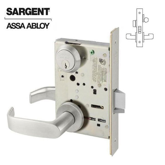 Sargent - 8205 - Mechanical Mortise Lock - LN Rose / L Lever - Office/Entry - LA Keyway - 0 Bitted Core - Optional Finish - Fire rated -Grade 1