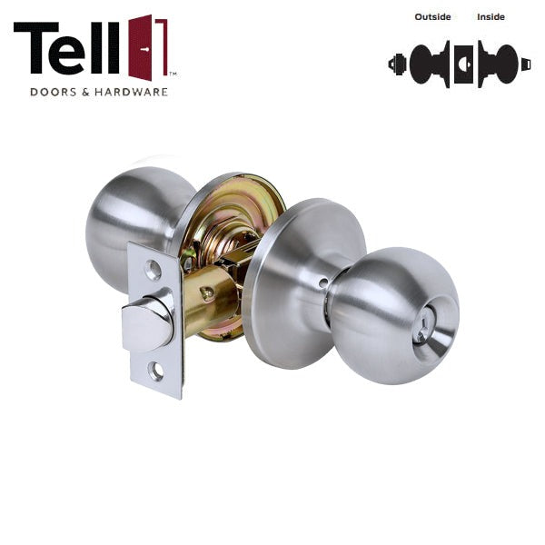 TELL - RL100113 - Light Duty Cylindrical Knob - Satin Stainless - Entrance