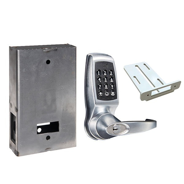 CodeLocks - CL4510 Gate Box Kit - Electronic Smart Lock - Tubular Latch Bolt Gate Box Kit - Entrance - Brushed Steel