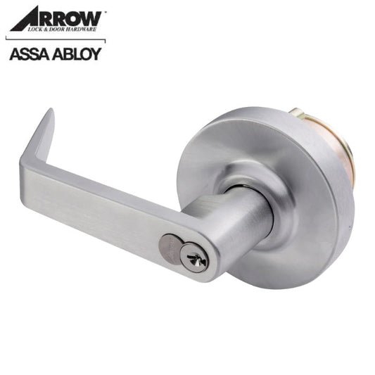 Arrow - SRX82 - Exit Device Trim - Storeroom Function - Sierra Lever with Rose - Satin Chrome 626/US26D Finish - Non-Handed-Includes Cylinder
