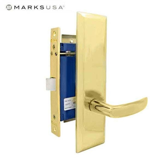 Marks USA - ONY96DT-3-F2 - New York Mortise Lever Lock - Large Inside Plate - Polished Brass - Full Dummy - Grade 2