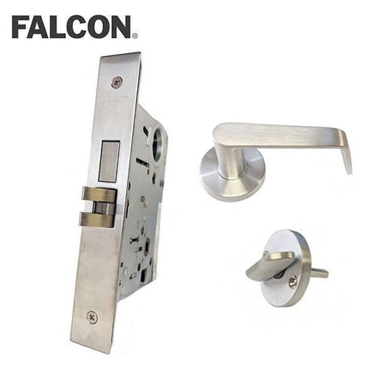 Falcon - MA311 - Cylinder Mortise Latch Bolt - Privacy - Optional Handing - Dane Lever - GALA Rose Trim - Satin Chrome - Vacancy Indicator - Fire Rated - Grade 1