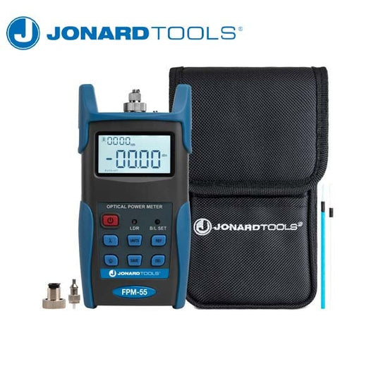 Jonard Tools - Fiber Optic Power Meter w/ Data Storage (-50 to +26 dBm) and FC/SC/LC Adapters