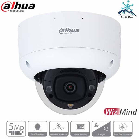 Dahua / IP / 5MP / Dome Camera / Fixed / 2.8mm Lens / Outdoor / WDR / IP67 / IK10 / 30m IR / ePoE / Active Alarm / Built-in Microphone & Speaker / Smart Motion & Mask Detection / 5 Year Warranty / DH-N55DY82
