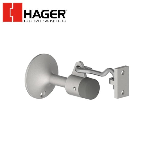 Hager - 256W - Manual Wall Stop & Holder - Satin Chrome