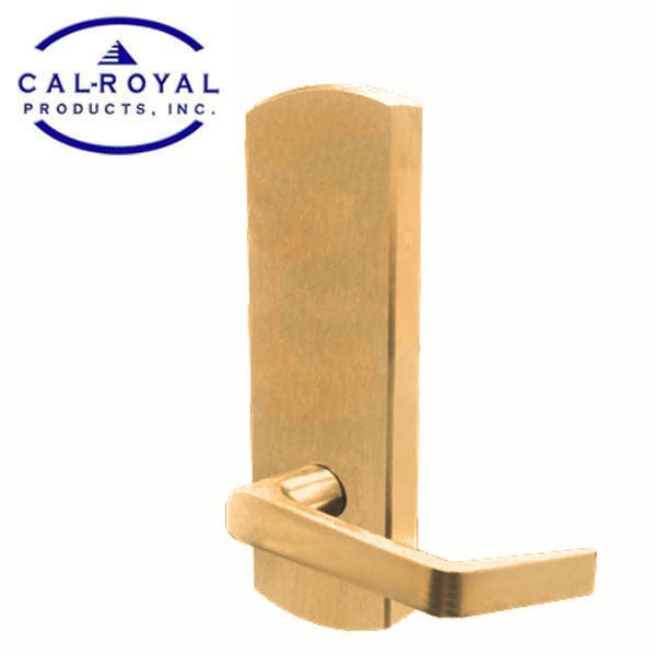 Cal-Royal - Rigid Lever Escutcheon - 2-3/4 " Backset - 7700 Series Exit Device Trim - Passage - Bright Brass - Grade 1