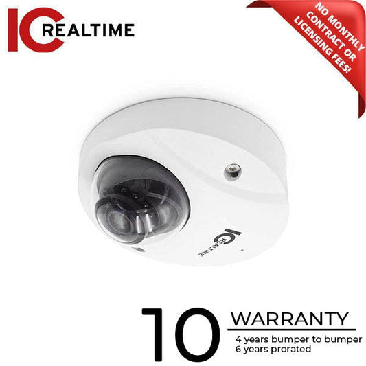 IC Realtime - IPMX-W40F-IRW3 / 4MP IP Indoor/Outdoor Small Size Vandal Dome Camera / Fixed 2.8mm Lens (102°) / 98 Ft IR / PoE Capable / Ai