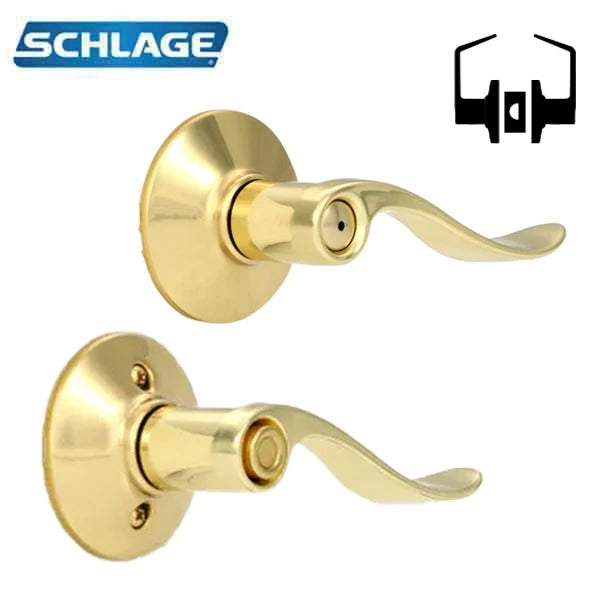 Schlage - 16210 - Accent Lever Set - Privacy - Round Rose - Bright Brass - RH - Grade 2
