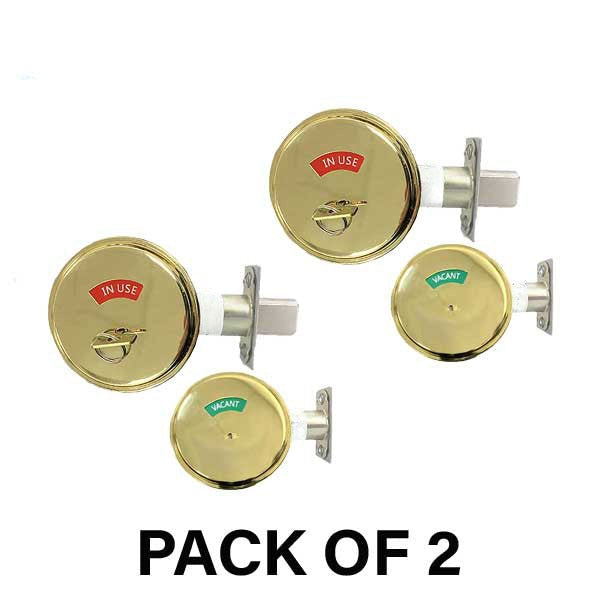 2 x Premium Commercial Privacy Indicator Deadbolt - US3 - Polished Brass - Grade 2 (Bundle of 2)