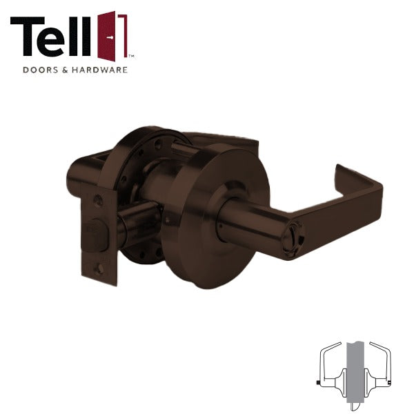 TELL - CL102068 - Standard Duty Cylindrical Leverset - Oil Rubbed Bronze - 2-3/4" Backset - Grade 2 - Privacy