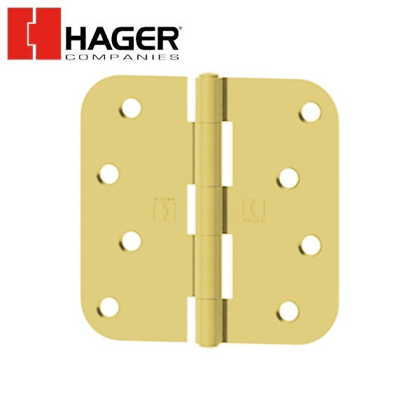 Hager - RC1846 - 5-Knuckle - Round Corner 5/8" Radius - Plain Bearing - Rivet Pin With Fasteners - 4" x 4" - Optional Finish