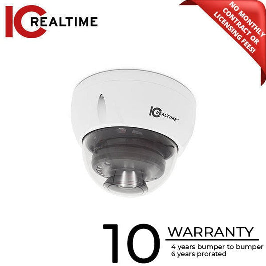 IC Realtime - IPMX-D40F-IRW2 / 4MP IP Indoor/Outdoor Small Size Vandal Dome Camera / Fixed 2.8mm Lens (103 AOV) / 164 Ft Smart IR / POE AI / TAA Compliant