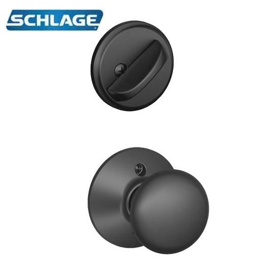 Schlage - F59-PLY - Single Cylinder Interior Trim Pack - Plymouth Knob - Matte Black - Grade 2