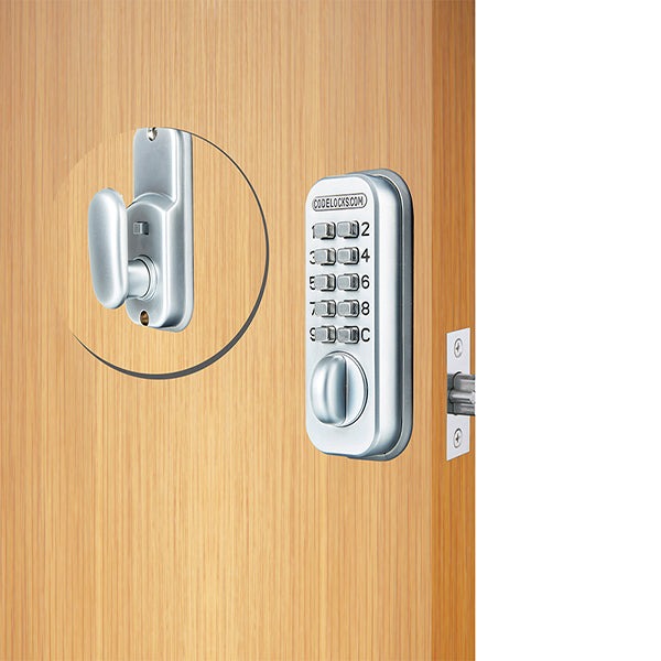 CodeLocks - CL50 - Mechanical Lock - Light Duty - Optional Backset - Mortise Latch - Silver Gray - Fire Rated - Grade 2