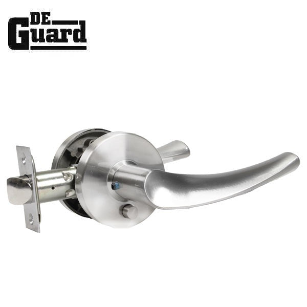 Contemporary Wave Lever Set - Privacy - Round Rose - Satin Nickel - Grade 3
