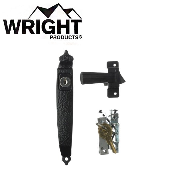 Wright - VVCK333X3BL - Keyed Colonial Push Button Latch - Out Swinging - Wood / Metal / Vinyl Storm Doors - Black