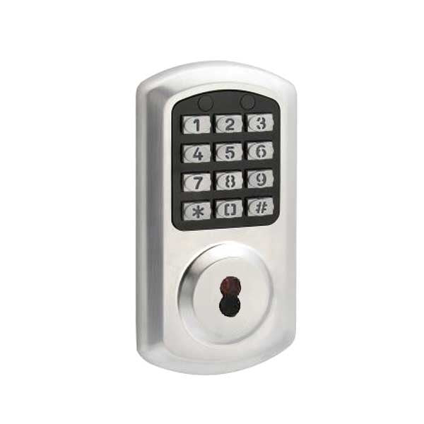 TownSteel - e-Smart-2000 - Electronic Push Button Deadbolt - SFIC - 6 Pin - Satin Chrome - Grade 2