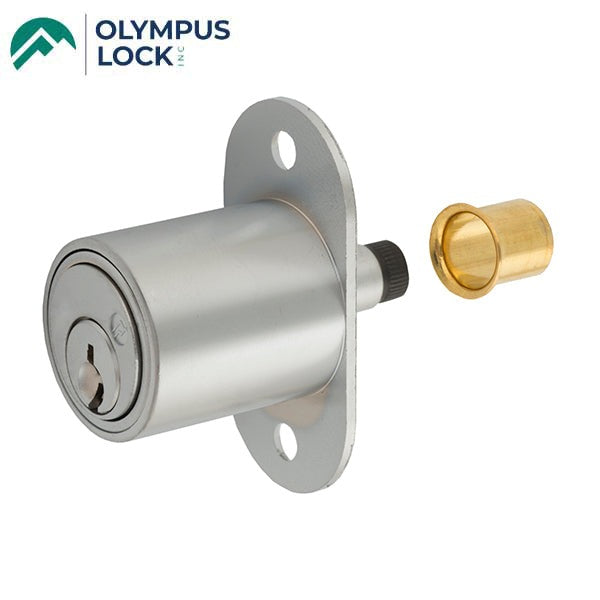 Olympus - 400SD - Sliding Door Plunger Lock - Satin Chrome - 7/8" Material Thickness - Optional Keying - Grade 1