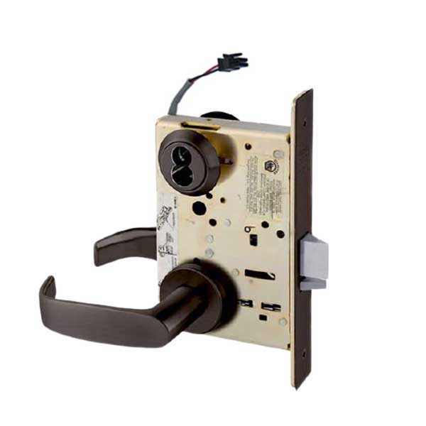 Sargent - 8270 - Electromechanical Mortise Lock - LN Rose / L Lever - Fail Safe - SFIC - 10BE - Dark Oxidized Satin Bronze - 24V - Grade 1