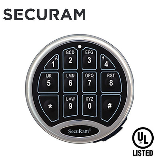 SECURAM - SafeLogic Basic Electronic Safe Keypad - Optional Lock Bodies - UL Listed - Satin Chrome