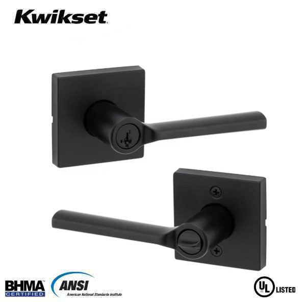 Kwikset - Lisbon Lever Set - Square Rose - Optional Finish - Keyed - SmartKey Technology Grade 2