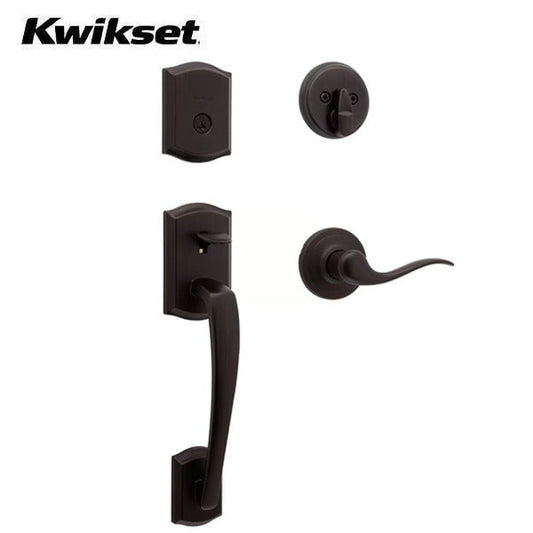 Kwikset - 818PTHXTNL - Prescott Handleset - Tustin Lever - Square Rose - 11P - Venetian Bronze - Entrance - SmartKey Technology - Grade 3