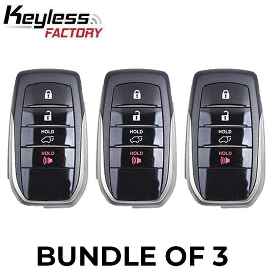 3 x 2018-2019 Toyota Land Cruiser / 4-Button Smart Key / PN: 89904-0E120 / HYQ14FBA (AG Board 2110) (AFTERMARKET) (BUNDLE OF 3)
