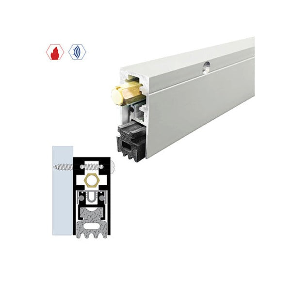 Legacy Manufacturing - 7163 - Surface Automatic Door Bottom - 29/32" x 1-15/16" - White Powder Coat - Optional Length