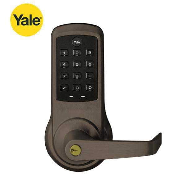 Yale - ﻿NexTouch - Commercial Electronic Keypad Lever Lock - Augusta Lever - Pushbutton w/ Key Override - 2-3/4" Backset - YALE Keyway - Dark Bronze - Grade 1