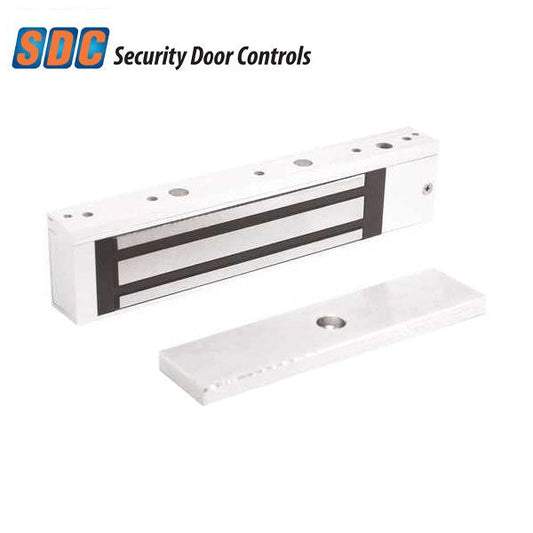 SDC - E1200 - Single Magnetic Lock - Surface Mount - 1200lbs. - 12/24VDC - Satin Aluminum - Grade 1