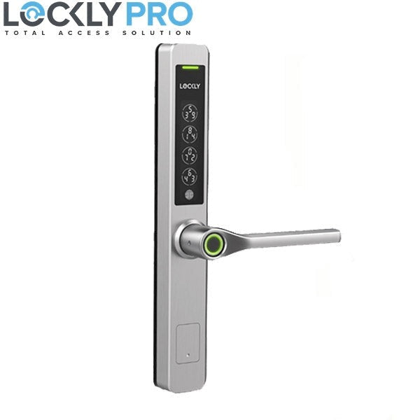 Lockly Pro - PGD228WSLSS - GUARD - Slide Edition - Narrow Stile - Athena Biometric Electronic Double Hook Mortise Lever Set - Backset 1-3/8" - RFID - Fingerprint Reader - Wi-Fi - Bluetooth - Stainless Steel