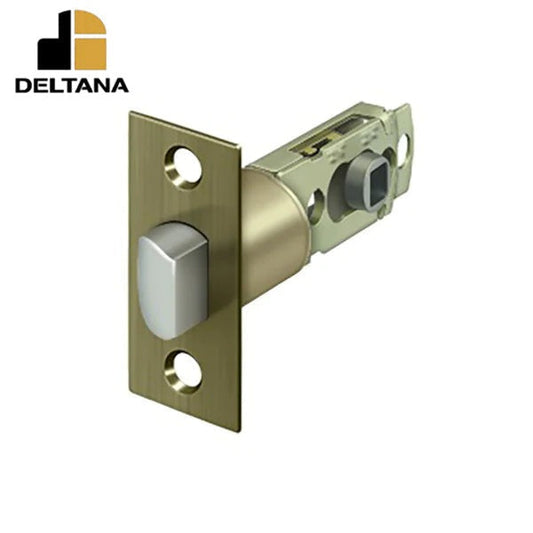 Deltana - Square Adjustable Latch Privacy/Passage - 2-3/8" Backset - 1 3/8" - 2" Door Thickness - Antique Brass