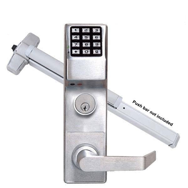 Alarm Lock Trilogy - ETDL27S1G - T2 Series Panic Exit Trim Keypad Digital Lock - 26D - Satin Chrome - Optional Prepping
