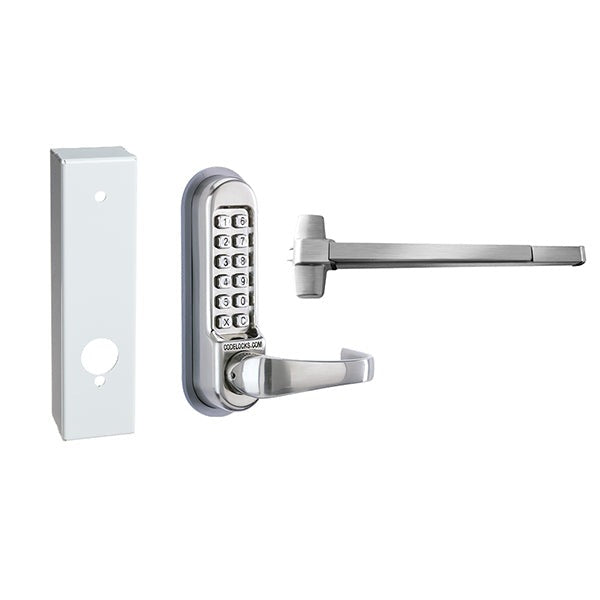 CodeLocks - CL500 Gate Box Kit - Mechanical Lock - Exit Trim with Panic Rim Exit Device Gate Box Kit - Optional Rim Size - Heavy Duty - Panic Access Kit - Stainless Steel