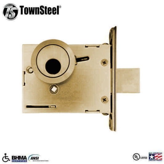 TownSteel - DBM17 - Commercial Mortise Deadbolt - Single Cylinder - IC Core (SFIC) - 2-3/4 " Backset - Polished Brass - Grade 1