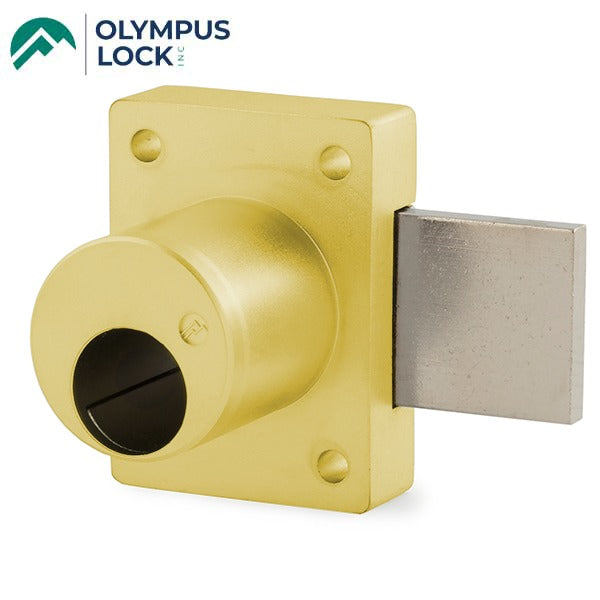 Olympus - 754LC - Deadbolt Door & Drawer Cabinet Locks for Sargent Original Cylinders - Less Cylinder - 1-3/8" Cylinder Length - Polished Brass - Grade 1