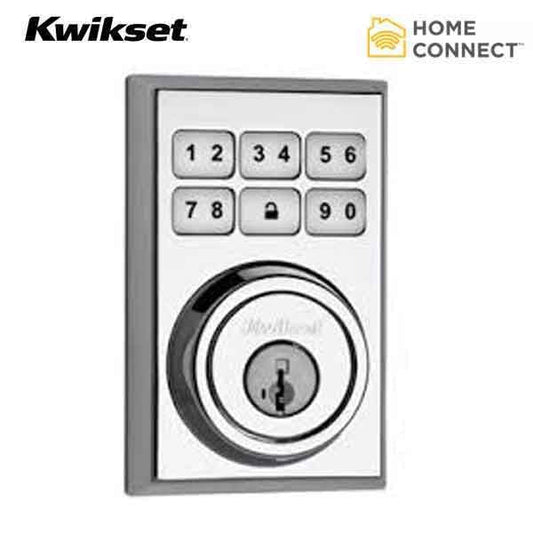 Kwikset - Smart Code 910CNT - Electronic Contemporary Deadbolt w/ Home Connect & Z-Wave - US26D - Satin Chrome