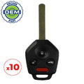 10 x 2011-2014 Subaru Legacy Outback / 4-Button Remote Head Key / PN: 57497AJ10A / CWTWB1U811 (OEM Recase)